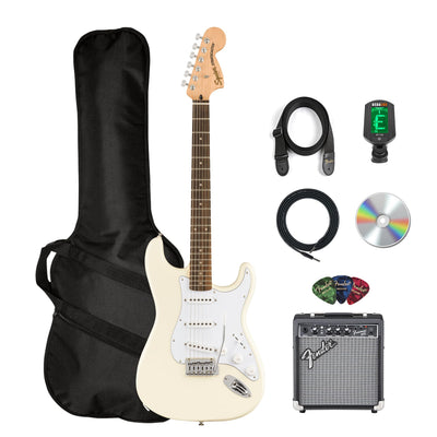 Fender Squier Affinity Stratocaster, Laurel - Olympic White w/ Frontman 10G Amplifier