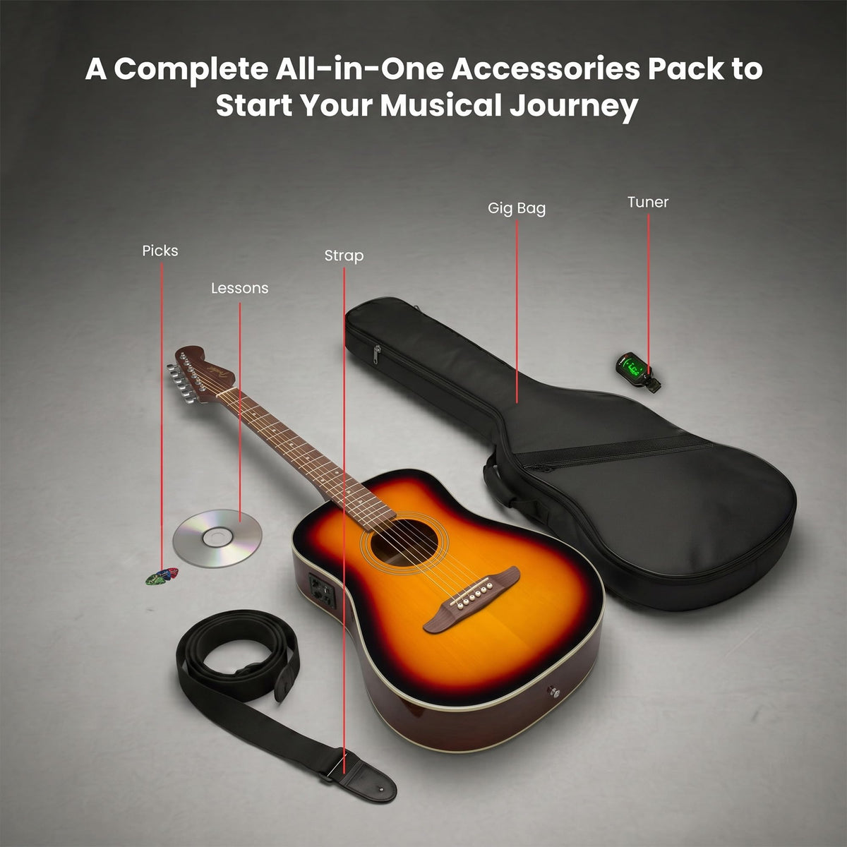 Fender California Standard Redondo Mini 3/4-Size Kids Acoustic Guitar - Sunburst w/ Gig Bag