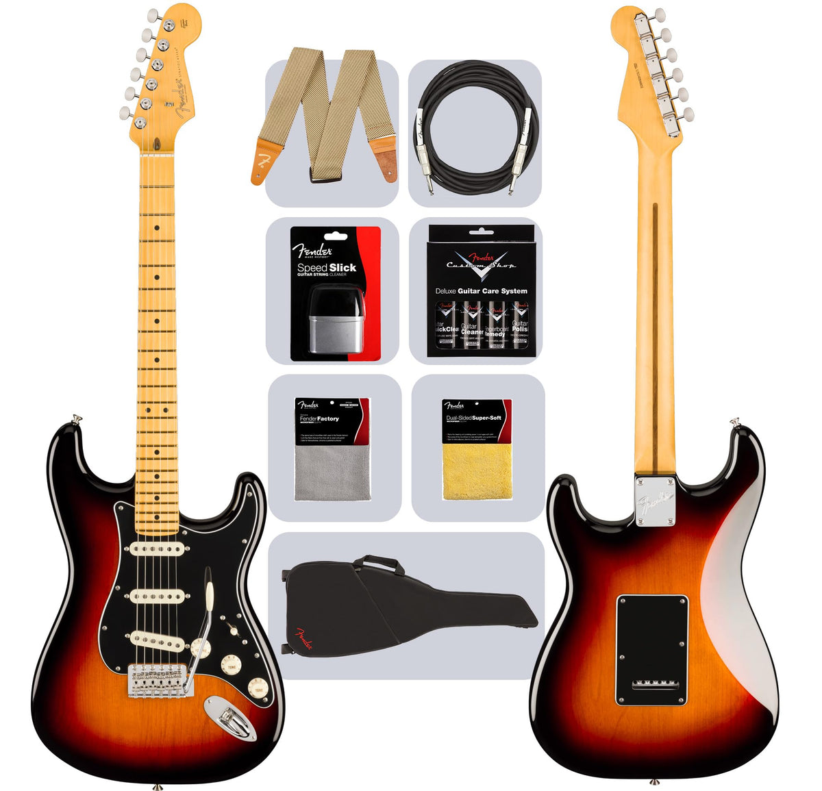 Fender American Professional Classic Stratocaster - 3-Color Sunburst w/ Cleaning Kit
