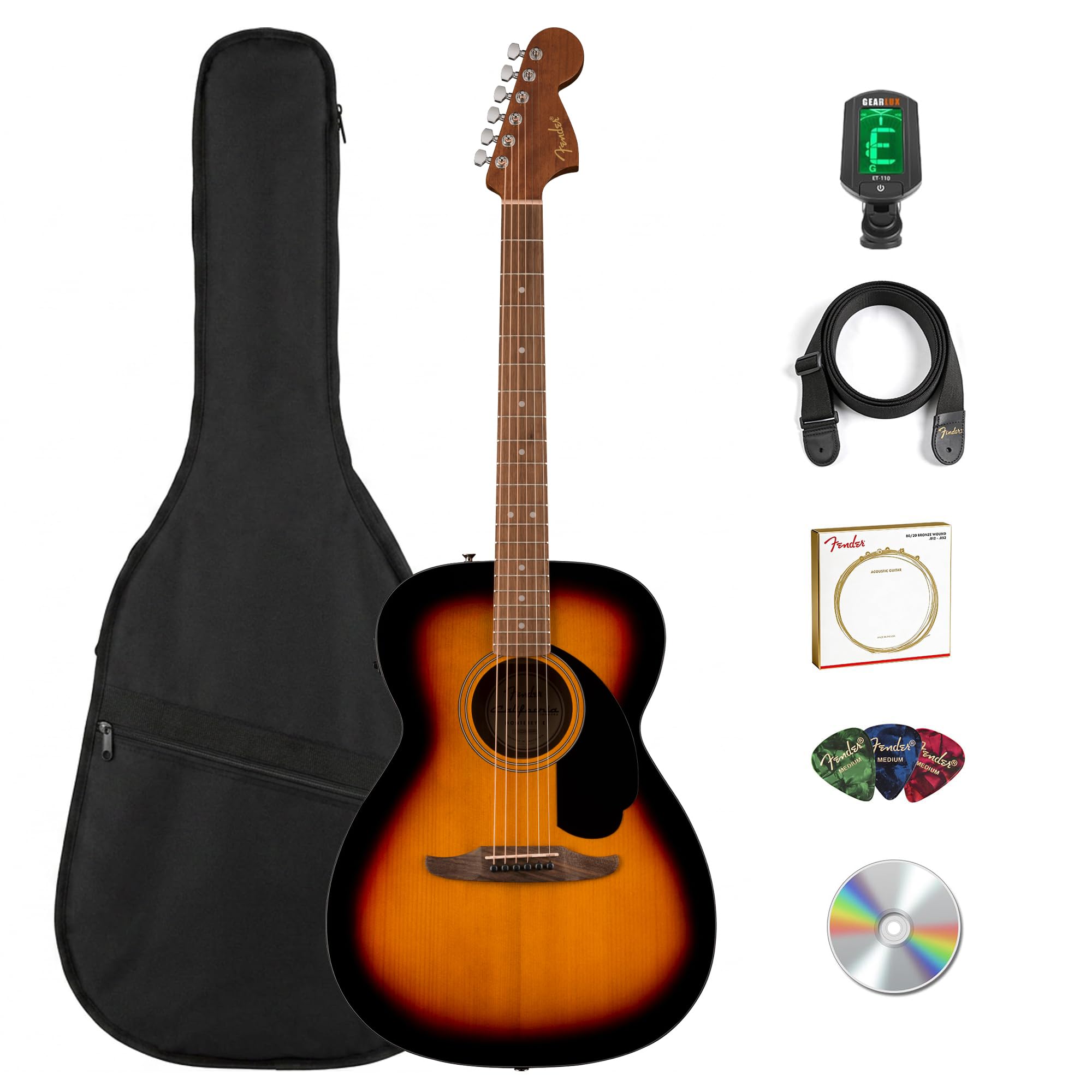 Fender California Standard Monterey E Acoustic-Electric Guitar - 3-Color Sunburst w/ Gig Bag
