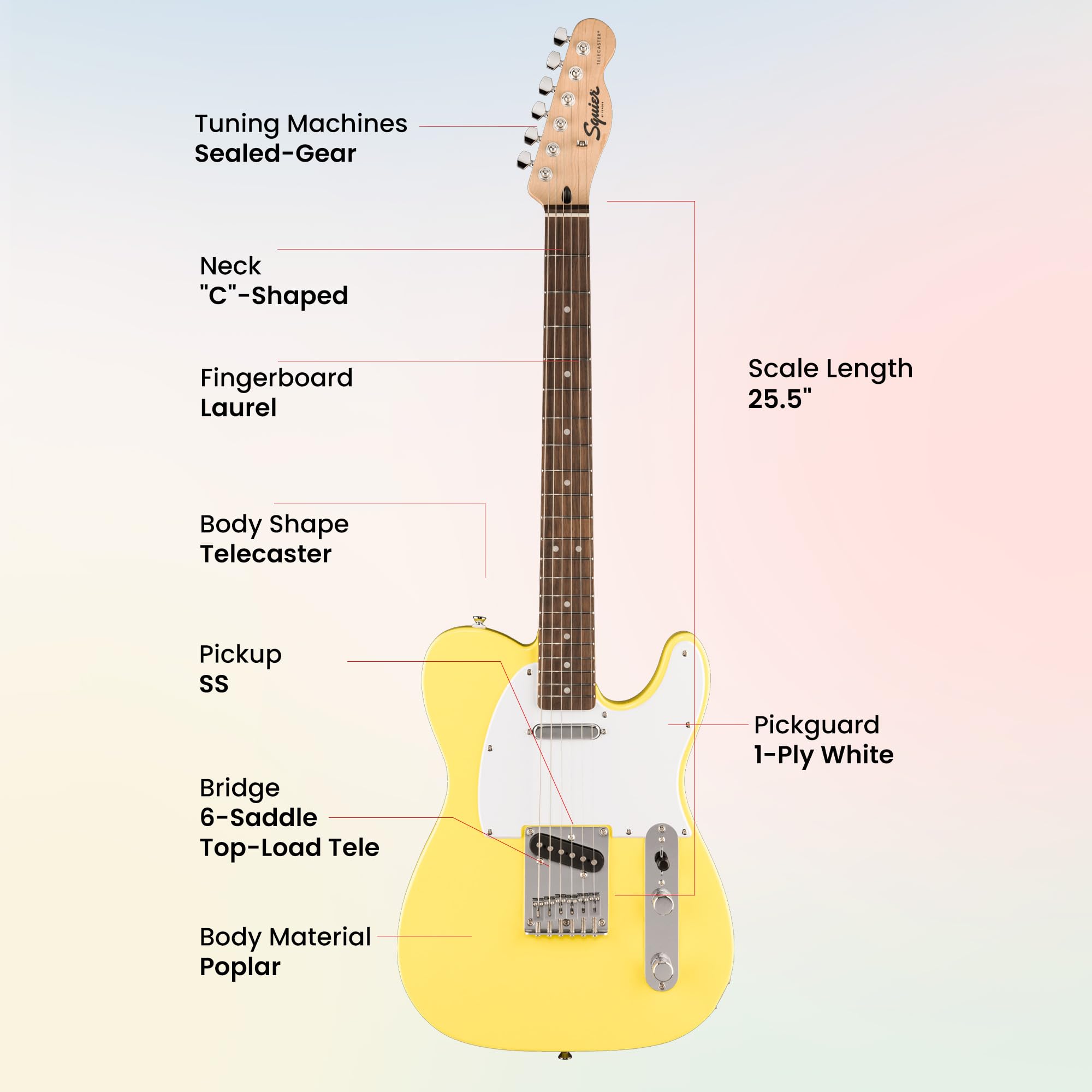 Fender Squier Sonic Telecaster - Canary Yellow w/ Tuner