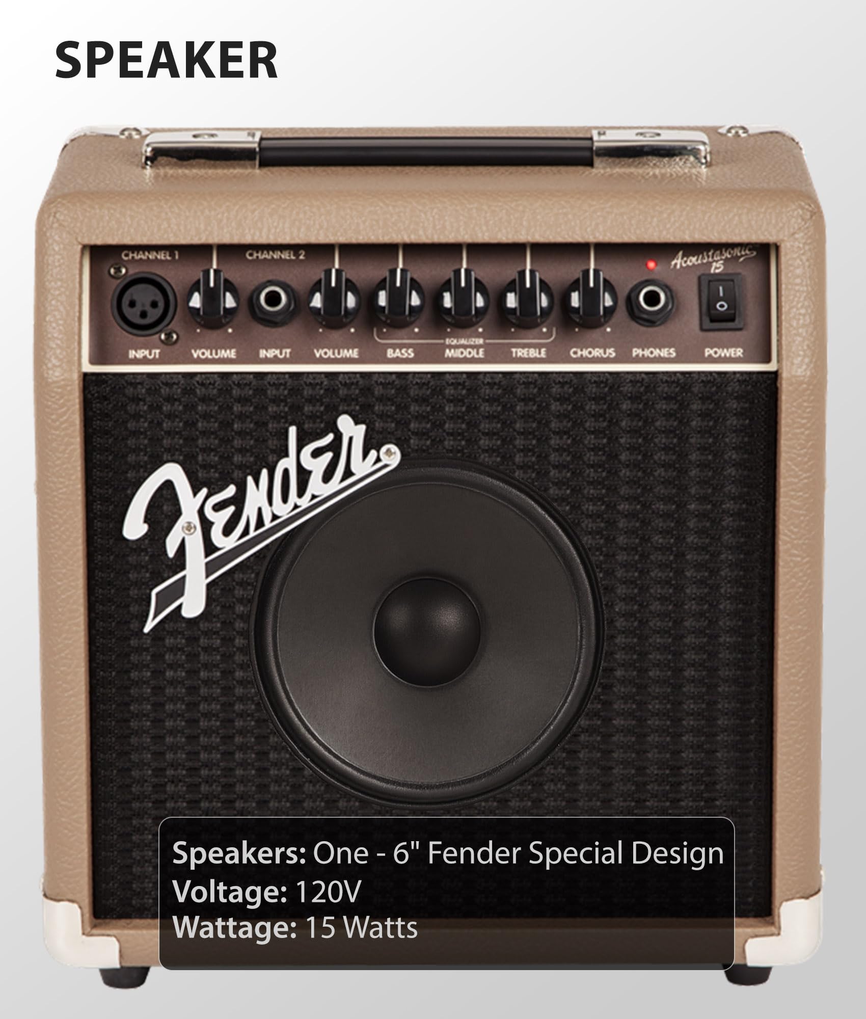 Fender Acoustasonic 15 Acoustic Guitar Amplifier w/ Instrument Cable