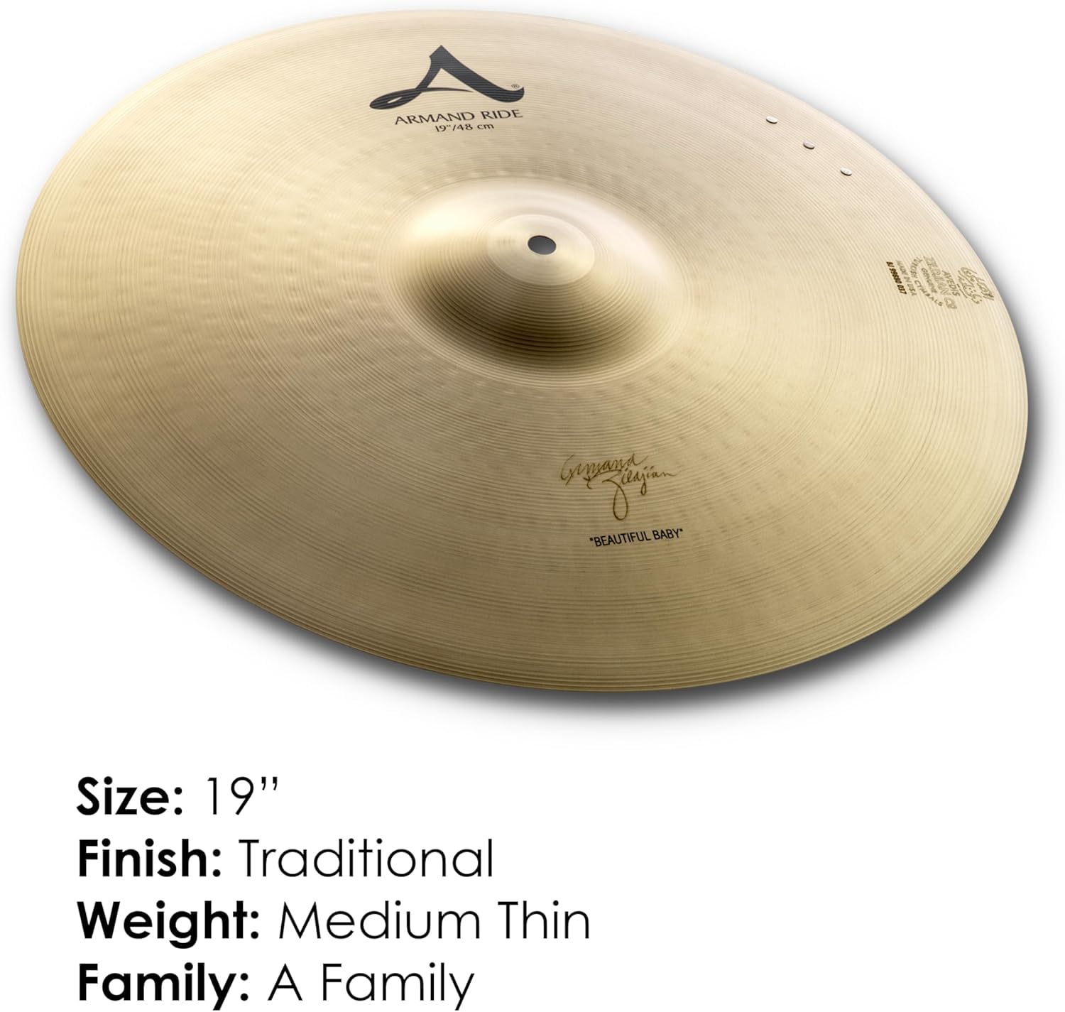 Zildjian A0044 19" A Armand Beautiful Baby Ride Cymbal
