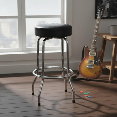 Fender 30-Inch Spaghetti Logo Pick Pouch Barstool - Black and Chrome w/ Picks