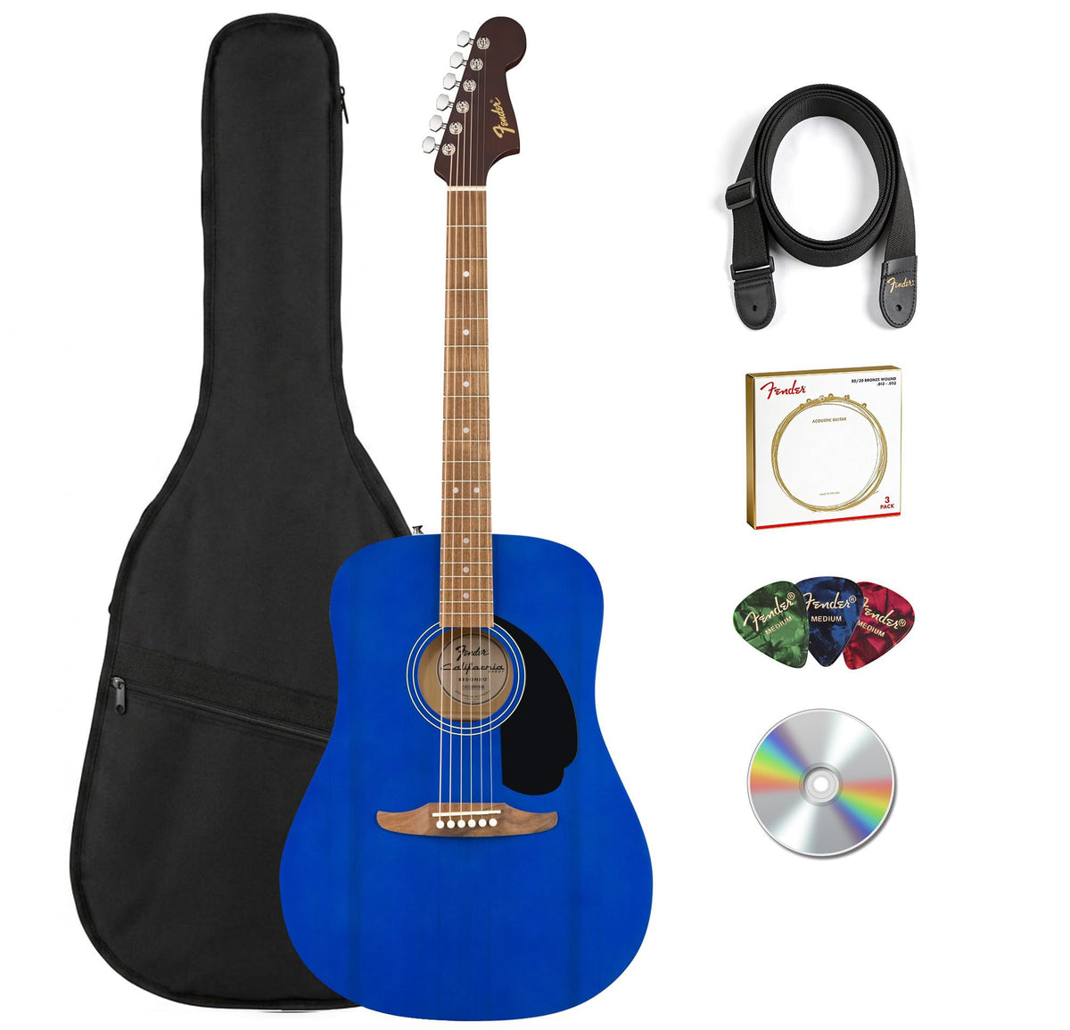 Fender California Redondo Dreadnought Acoustic Guitar - Saphire Blue w/ Gig Bag