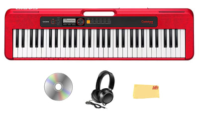 Casio CT-S200 Casiotone 61-Key Keyboard - Red w/ Headphones