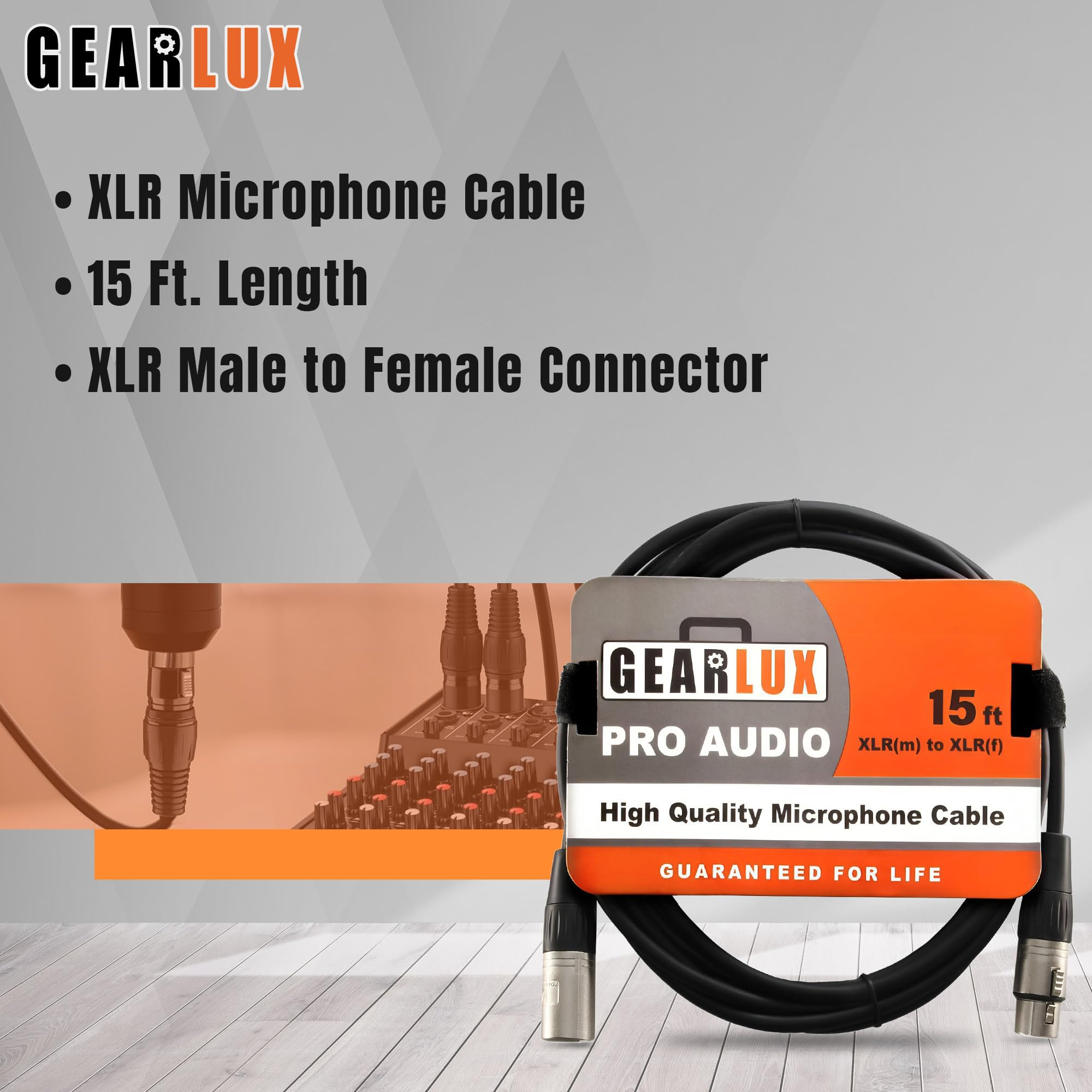 Gearlux 15-Foot XLR Microphone Cable - 6 Pack