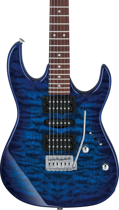 Ibanez GRX70QA RG Gio Electric Guitar - Transparent Blue Burst w/ Gig Bag