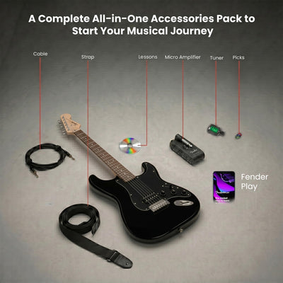 Fender Squier Sonic Stratocaster HT H - Black w/ Mustang Micro