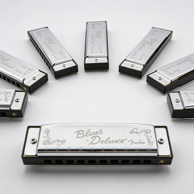 Fender Blues Deluxe Harmonica Set of 7 - Keys A, Bb, C, D, E, F, and G w/ Carrying Case