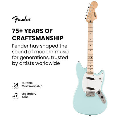 Fender Squier Sonic Mustang SS Electric Guitar - Daphne Blue w/ Tuner