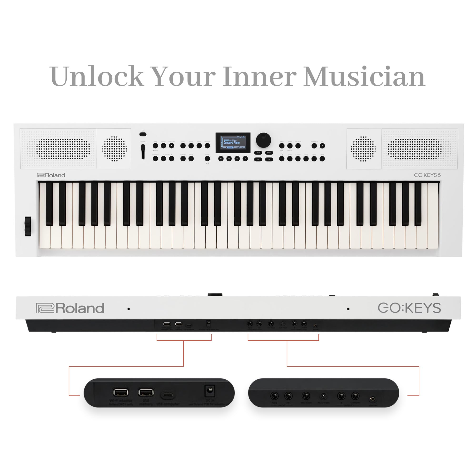 Roland GO:KEYS 5 Music Creation Keyboard - White w/ Adjustable Bench