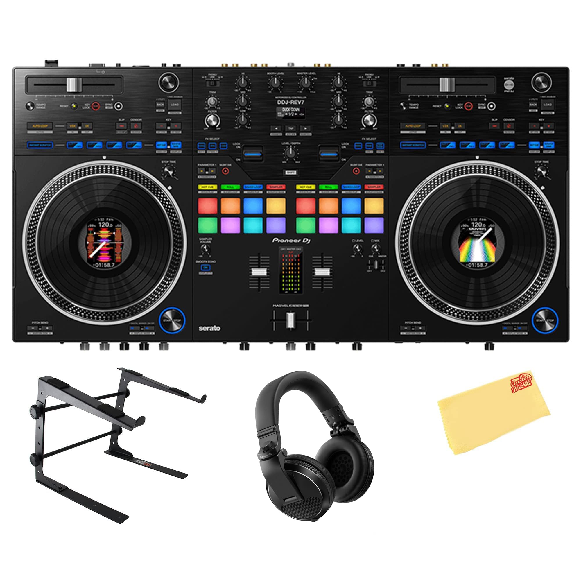 Pioneer DJ DDJ-REV7 Scratch-Style 2-Channel Professional DJ Controller w/ Laptop Stand