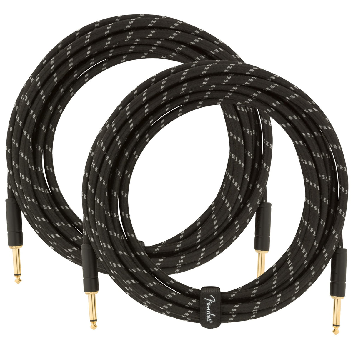 Fender 18.6-Foot Deluxe Instrument Cable, Straight-Straight, Black Tweed - 2 Pack