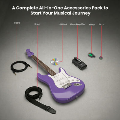 Fender Squier Sonic Stratocaster - Ultraviolet w/ Mustang Micro Headphone Amplifier