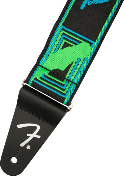 Fender Neon Monogrammed 2-Inch Guitar Strap - Blue and Green w/ Strap Blocks