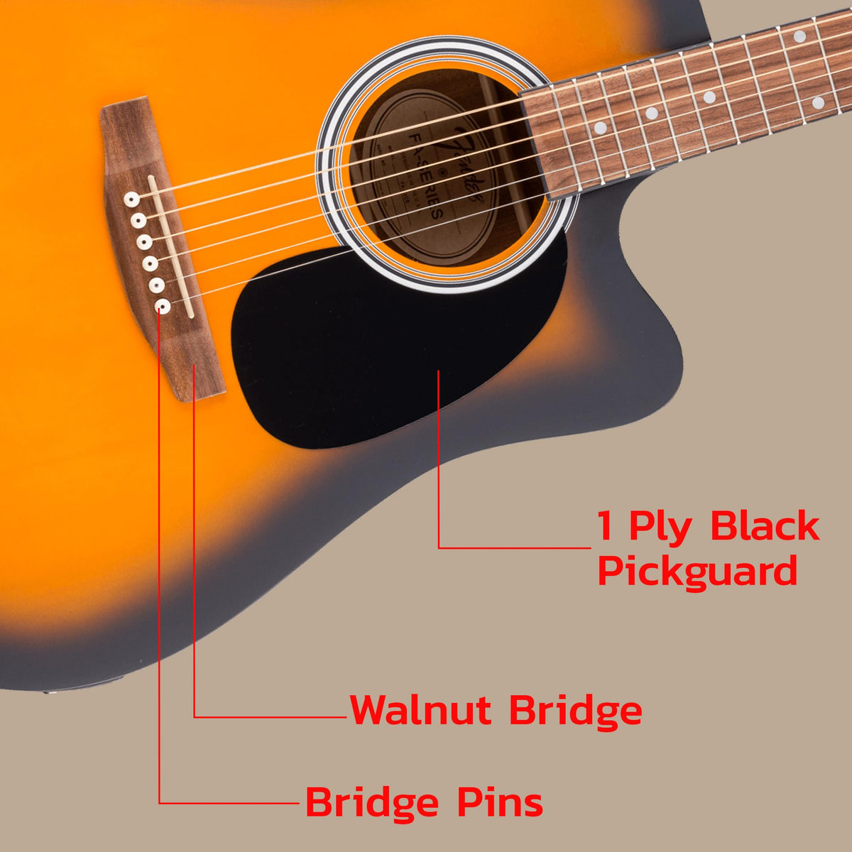 Fender FA Series Dreadnought Acoustic-Electric Guitar - 2-Color Sunburst w/ Gig Bag