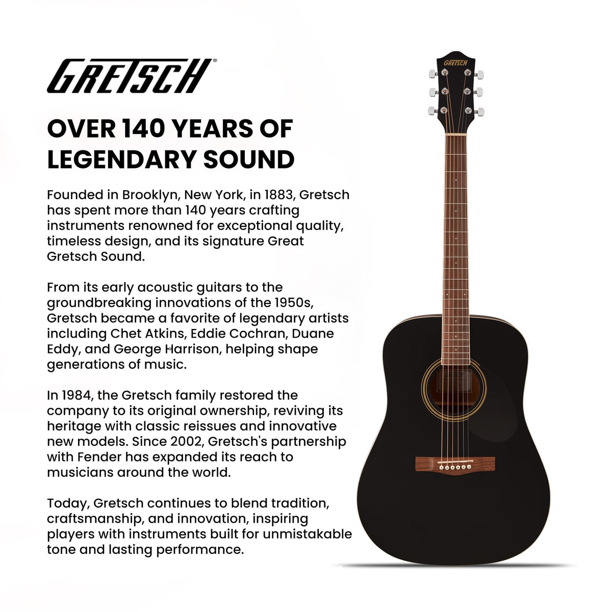 Gretsch Prelude D100 Dreadnought Acoustic Guitar - Black