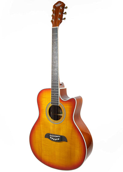Oscar Schmidt OA10CE Mini Auditorium Acoustic-Electric Guitar - Spalted Maple w/ Cable