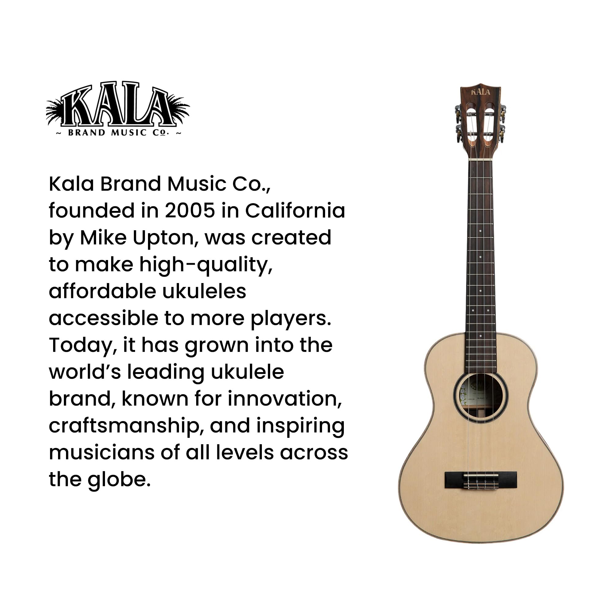 Kala KA-ASZCT-ST All-Solid Spruce Top Ziricote Tenor XL Ukulele