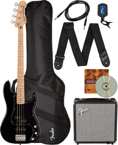Fender Squier Affinity Precision Bass PJ - Black w/ Rumble 15 Amplifier