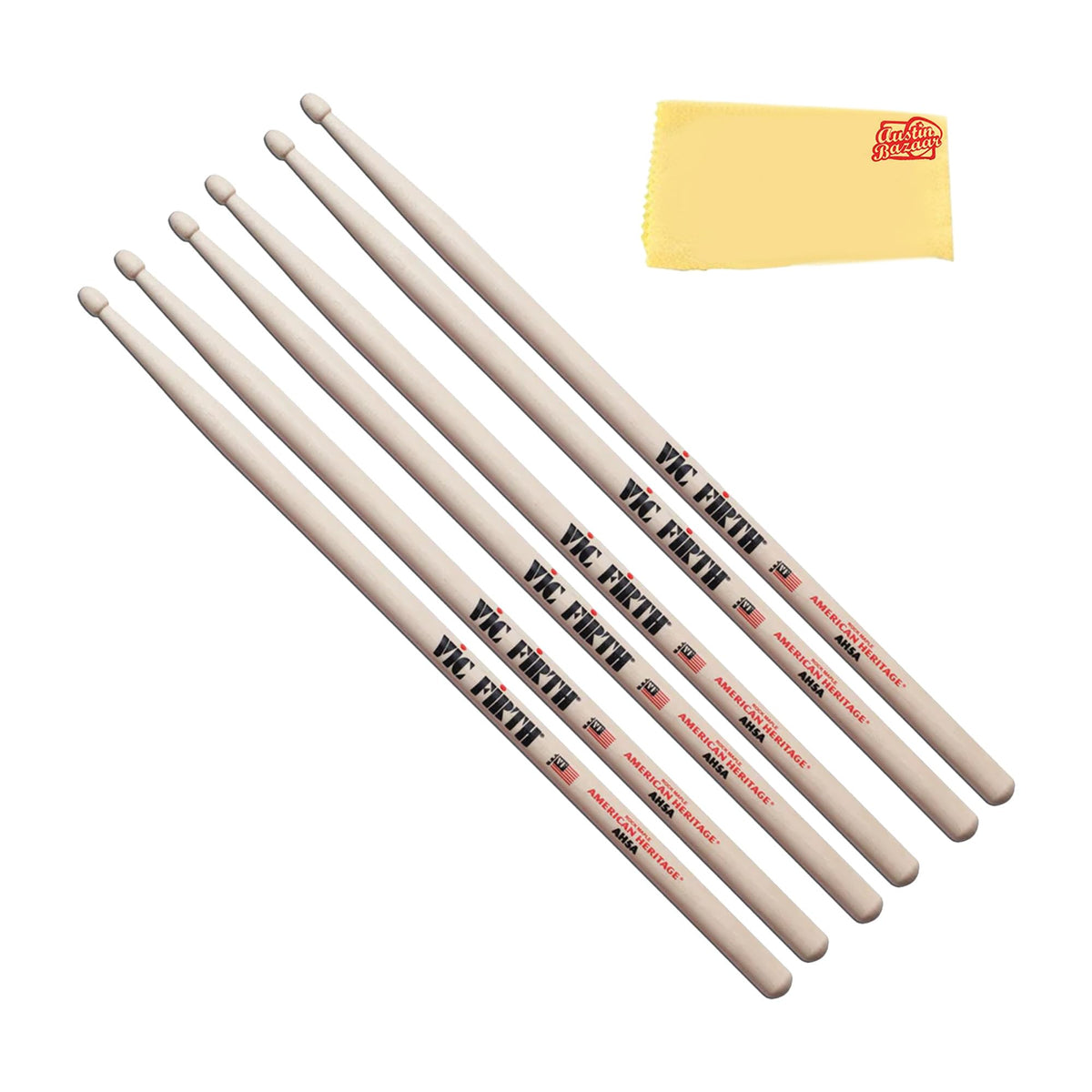 Vic Firth American Heritage 5A Wood Tip Drumsticks - 3 Pack