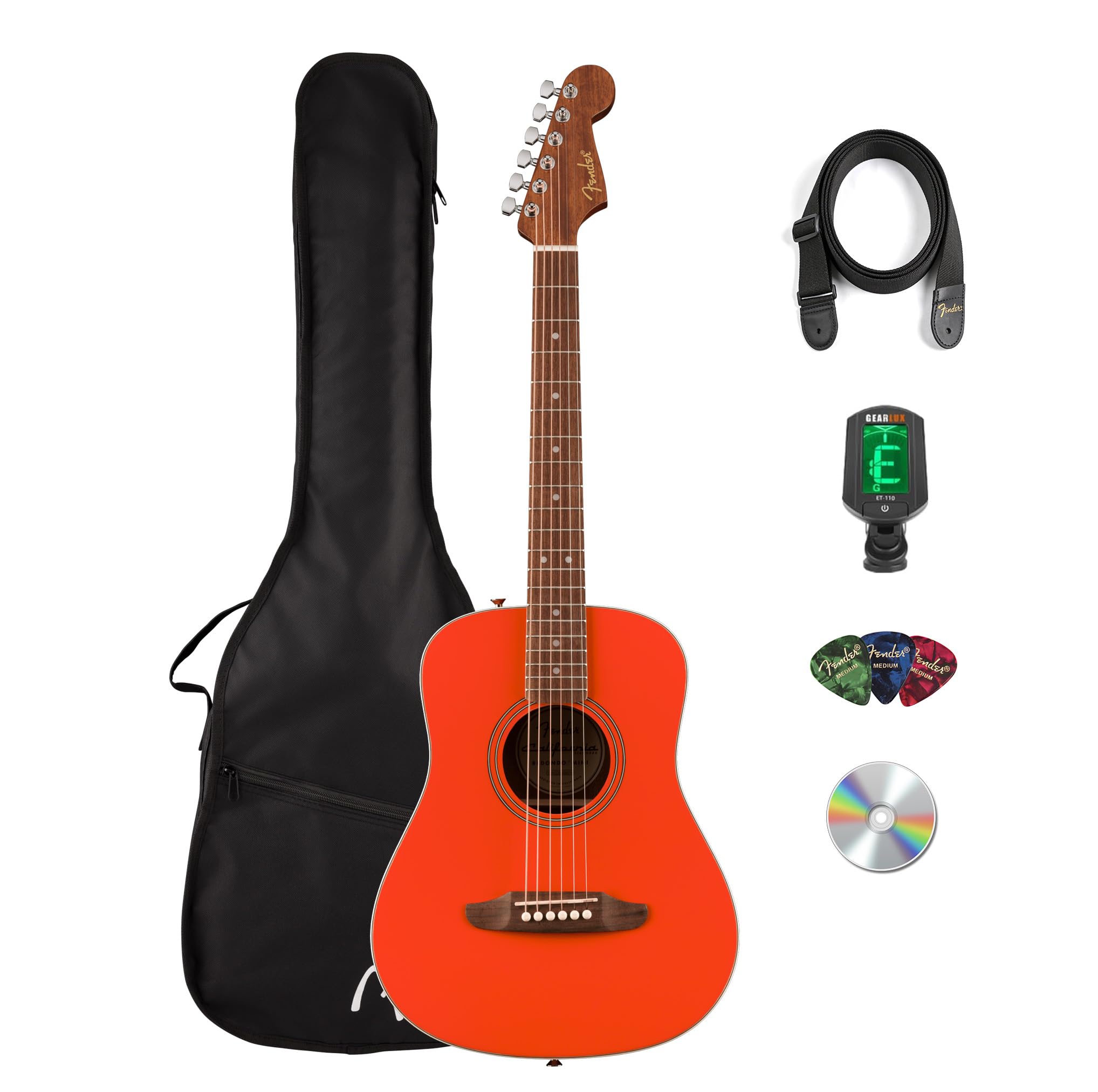 Fender FA-15 3/4-Scale Kids Steel String Acoustic Guitar - Red w/ Gig Bag