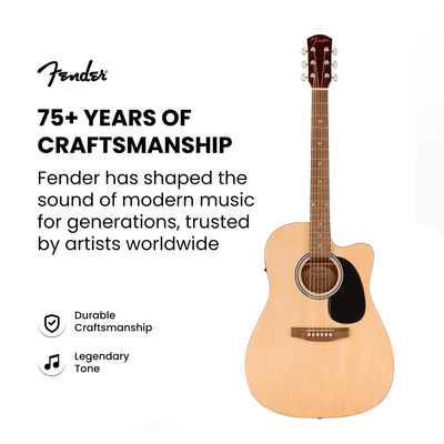 Fender FA Series Dreadnought Acoustic-Electric Guitar - Natural w/ Gig Bag
