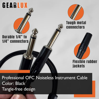 Gearlux 10-Foot Instrument Cable, Straight-Straight, Black - 3 Pack