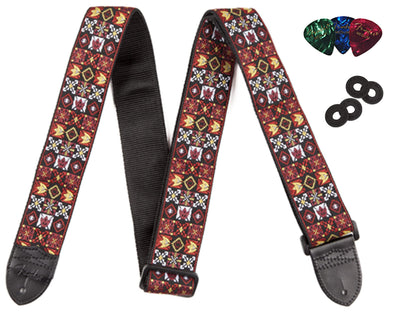 Fender Festival Hootenanny Woven Strap - Red w/ Strap Blocks