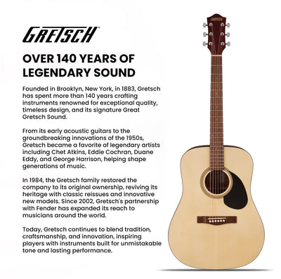 Gretsch Prelude D100 Dreadnought Acoustic Guitar - Natural