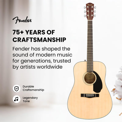 Fender FA-125 Dreadnought Acoustic Guitar - Natural w/ Gig Bag