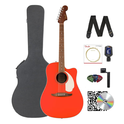 Fender California Standard Redondo CE Dreadnought Acoustic-Electric Guitar - Fiesta Red w/ Case