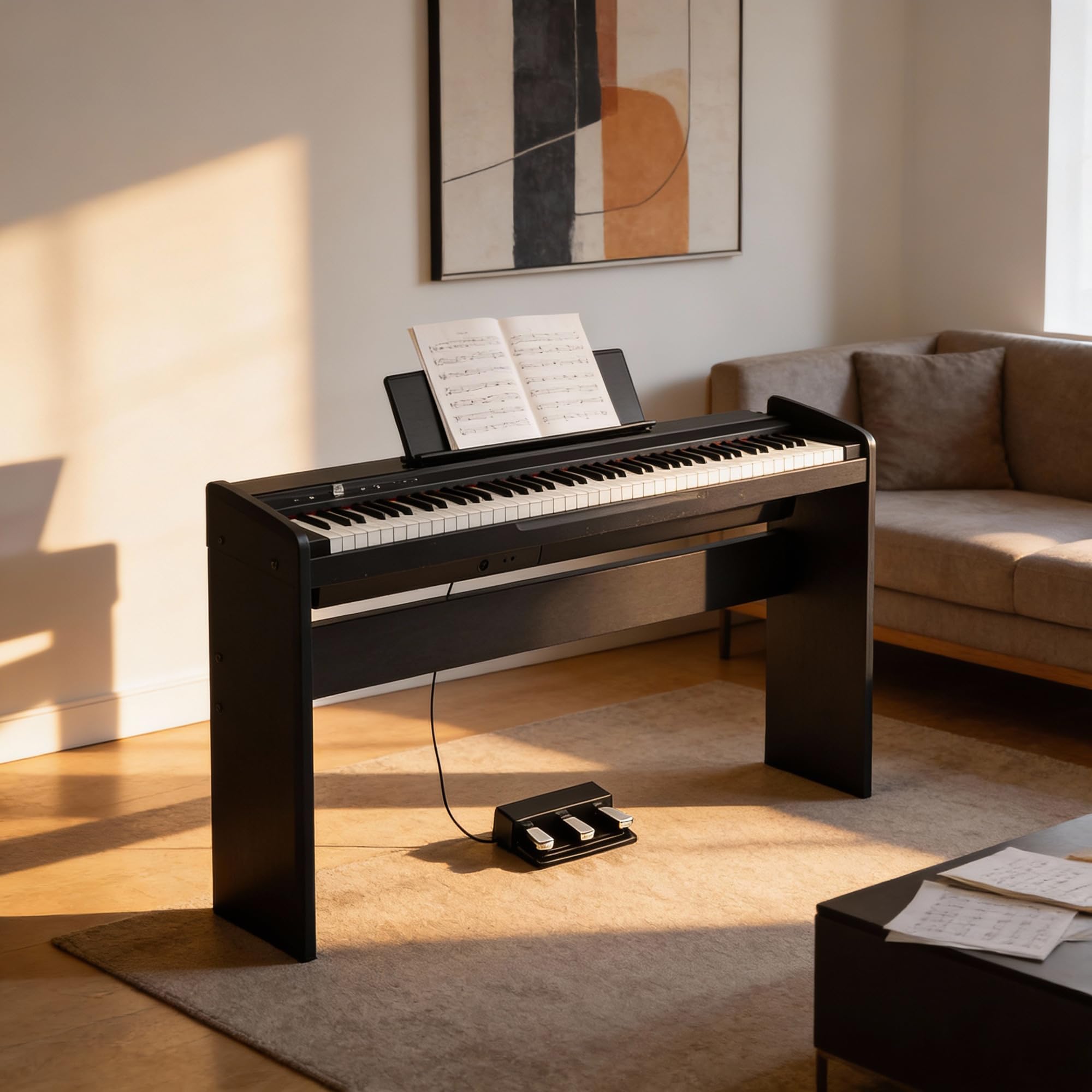 Korg LP-180 Contemporary Home Digital Piano - Black w/ Furniture Bench