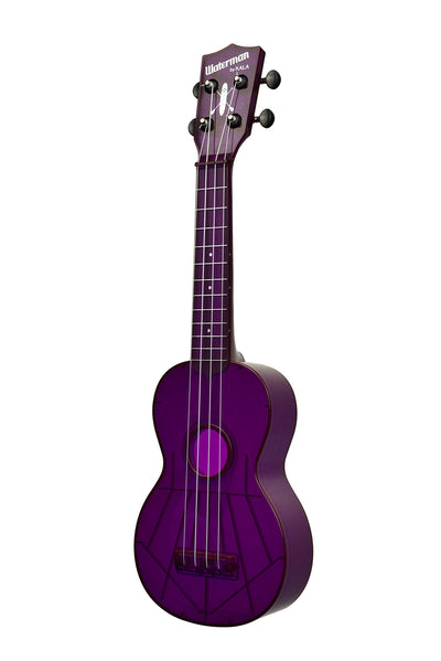 Kala KA-SWF-PL Waterman Soprano Ukulele - Fluorescent Purple Gloss w/ Hard Case