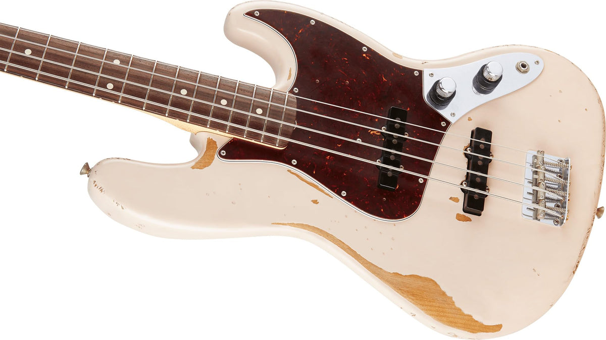Fender Flea Jazz Bass - Roadworn Shell Pink w/ Guitar Cleaning Kit