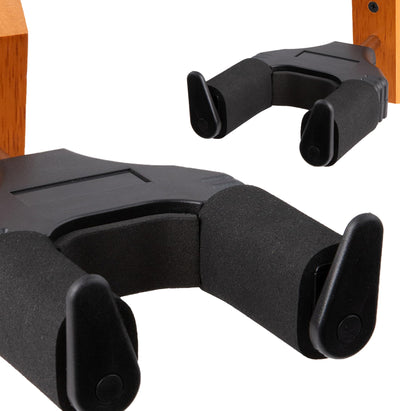 Gearlux Universal Self-Locking Guitar Wall Hanger with Wooden Base - 4 Pack