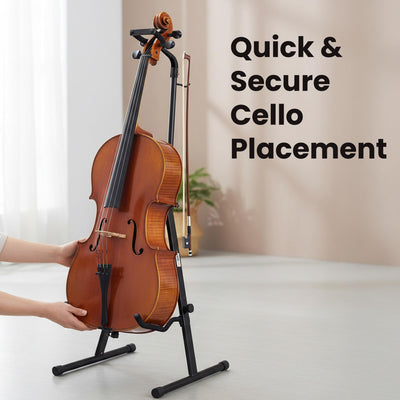 Gearlux Adjustable Foldable Cello Stand with Hook for Bow