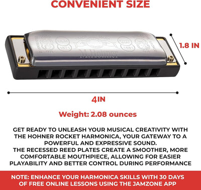 Hohner Progressive Rocket Harmonica - Key of C w/ Case