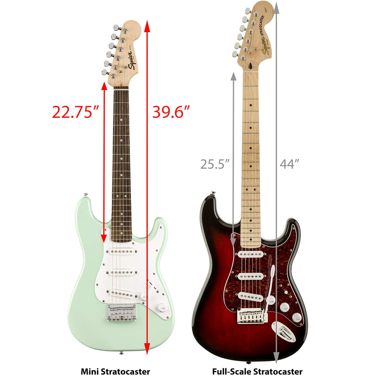 Fender Squier 3/4-Size Kids Mini Strat Electric Guitar - Surf Green w/ Tuner