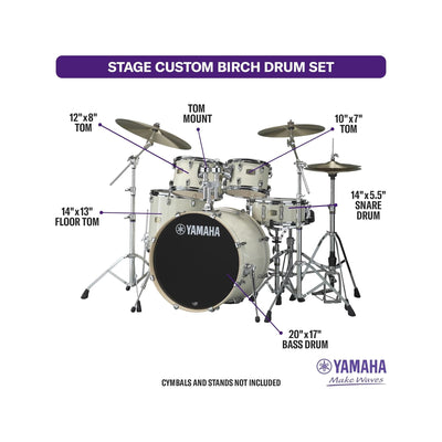 Yamaha SBP2F50 Stage Custom Birch 5-Piece Drum Shell Pack - Classic White