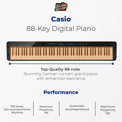 Casio PX-S3100 Privia Slim Digital Piano - Black w/ SP-34 Three-Pedal System