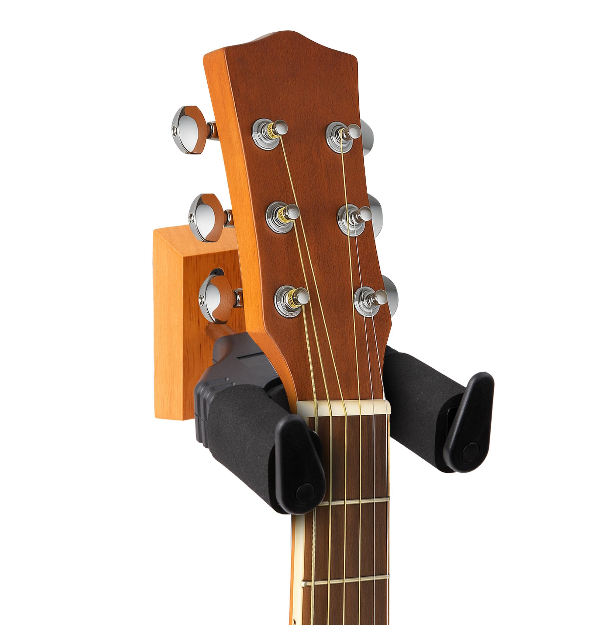 Gearlux Universal Self-Locking Guitar Wall Hanger with Wooden Base - 4 Pack