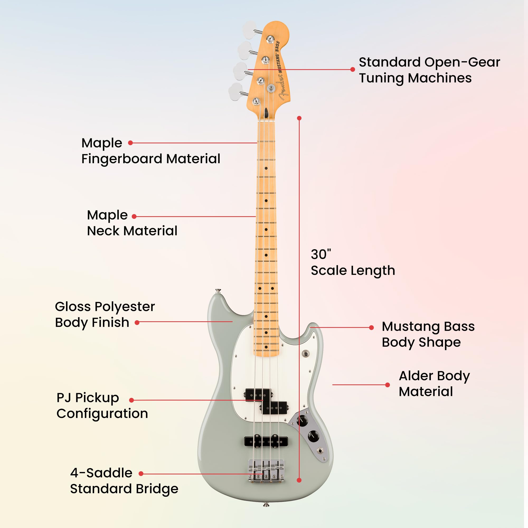 Fender Player II Mustang Bass PJ - Cactus Gray