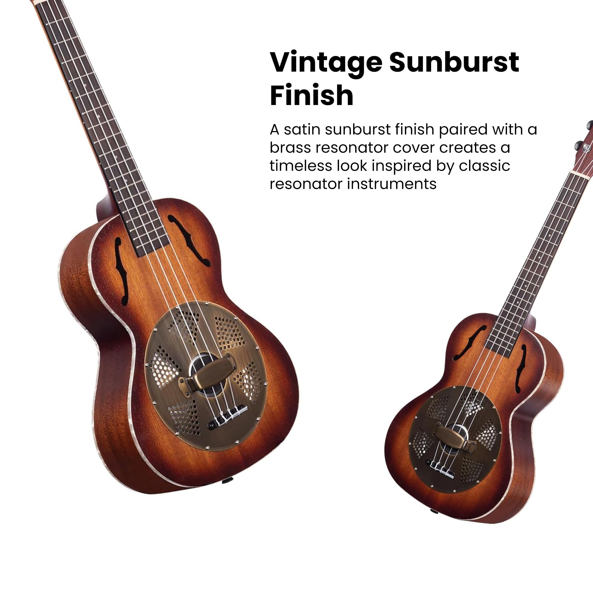 Kala KA-RES-BRS Tenor Resonator Ukulele with Brass Cover - Mahogany Burst