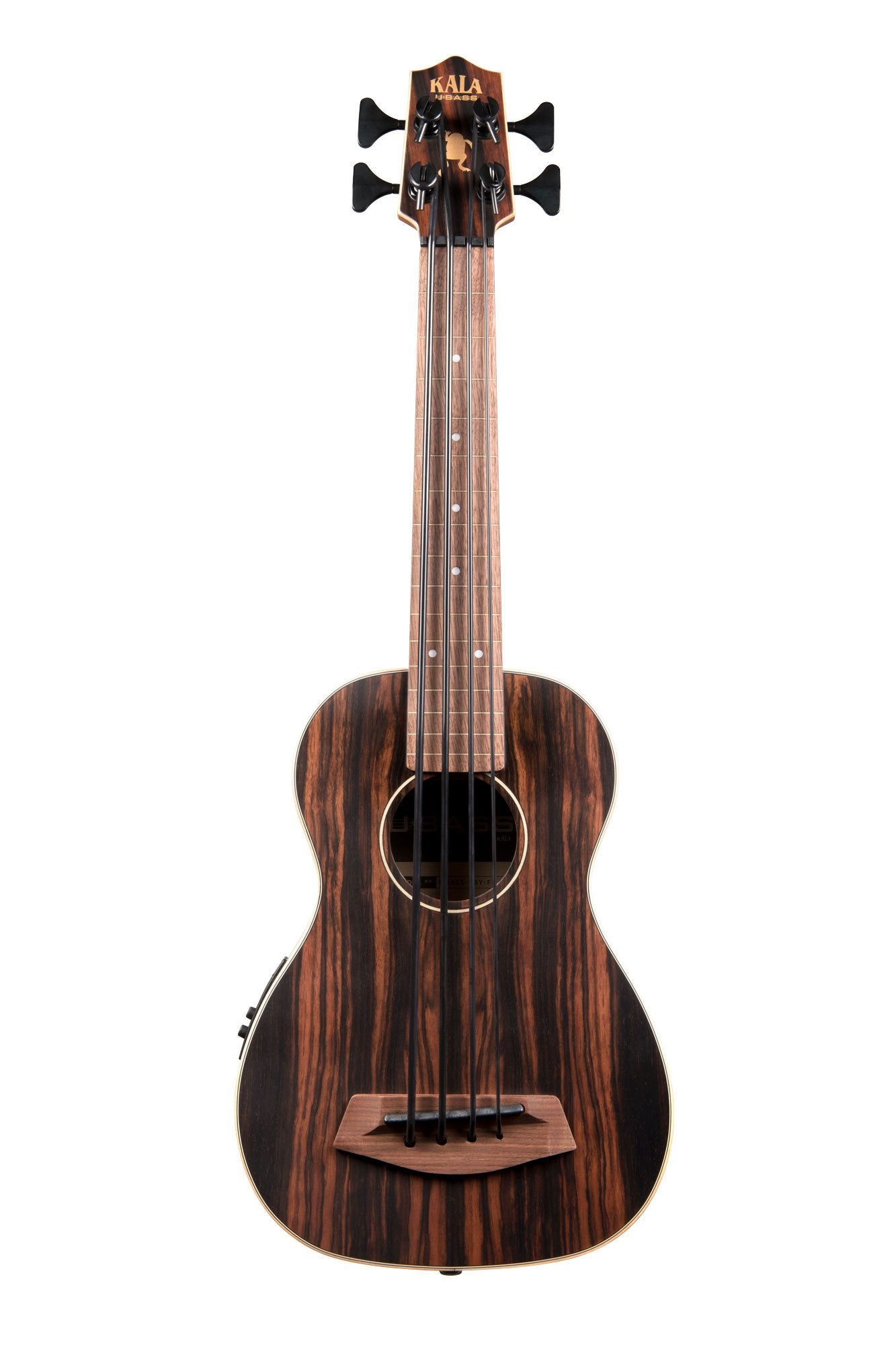 Kala U-Bass-EBY-FL Striped Ebony Fretless Acoustic-Electric U-Bass Ukulele w/ Gig Bag