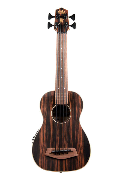 Kala U-Bass-EBY-FL Striped Ebony Fretless Acoustic-Electric U-Bass Ukulele w/ Gig Bag