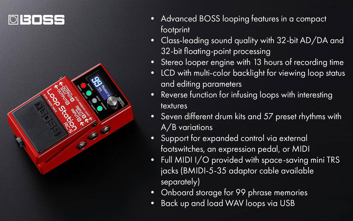 Boss RC-5 Loop Station w/ Instrument Cable