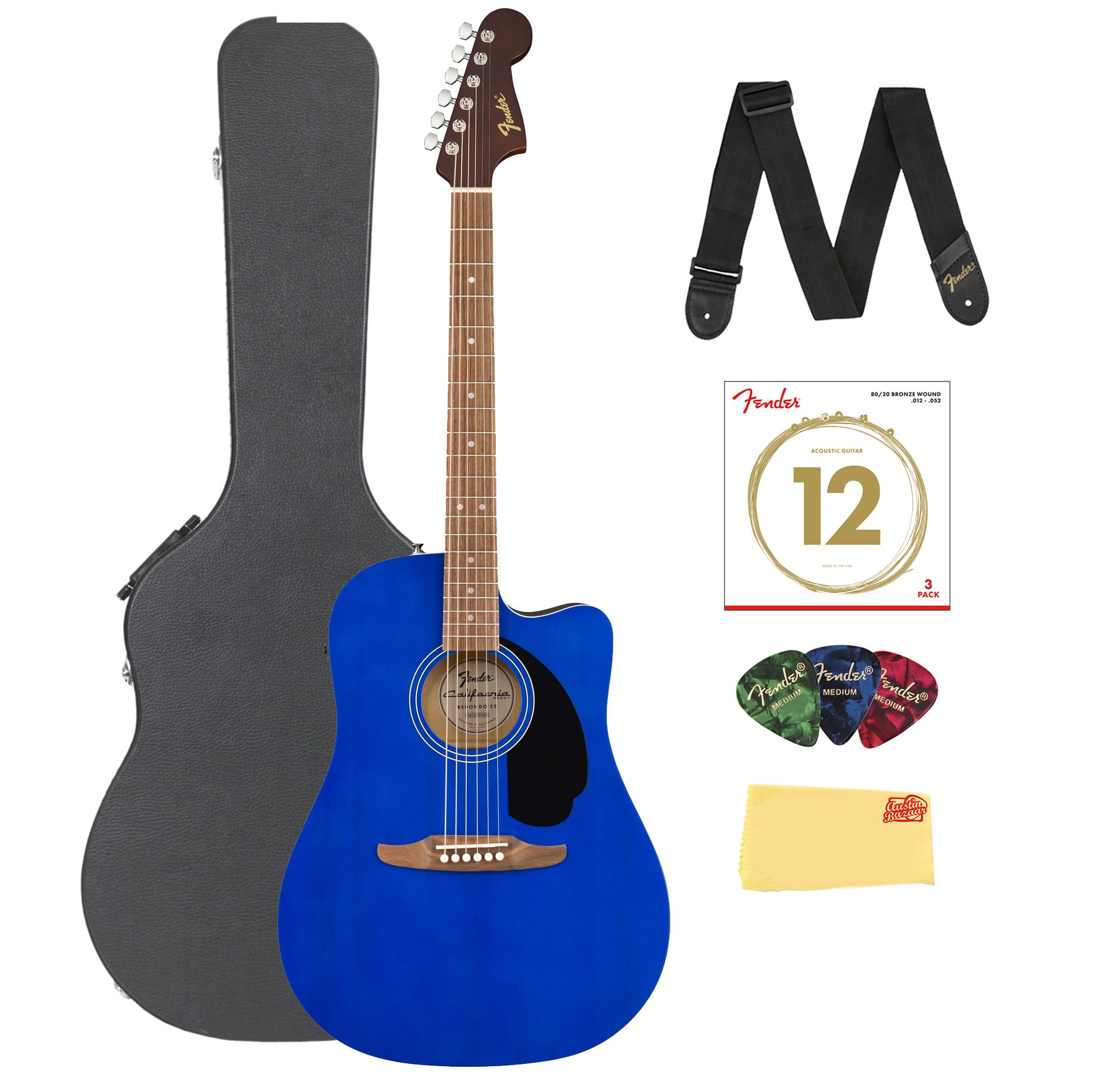 Fender California Redondo CE Dreadnought Acoustic-Electric Guitar - Saphire Blue w/ Hard Case