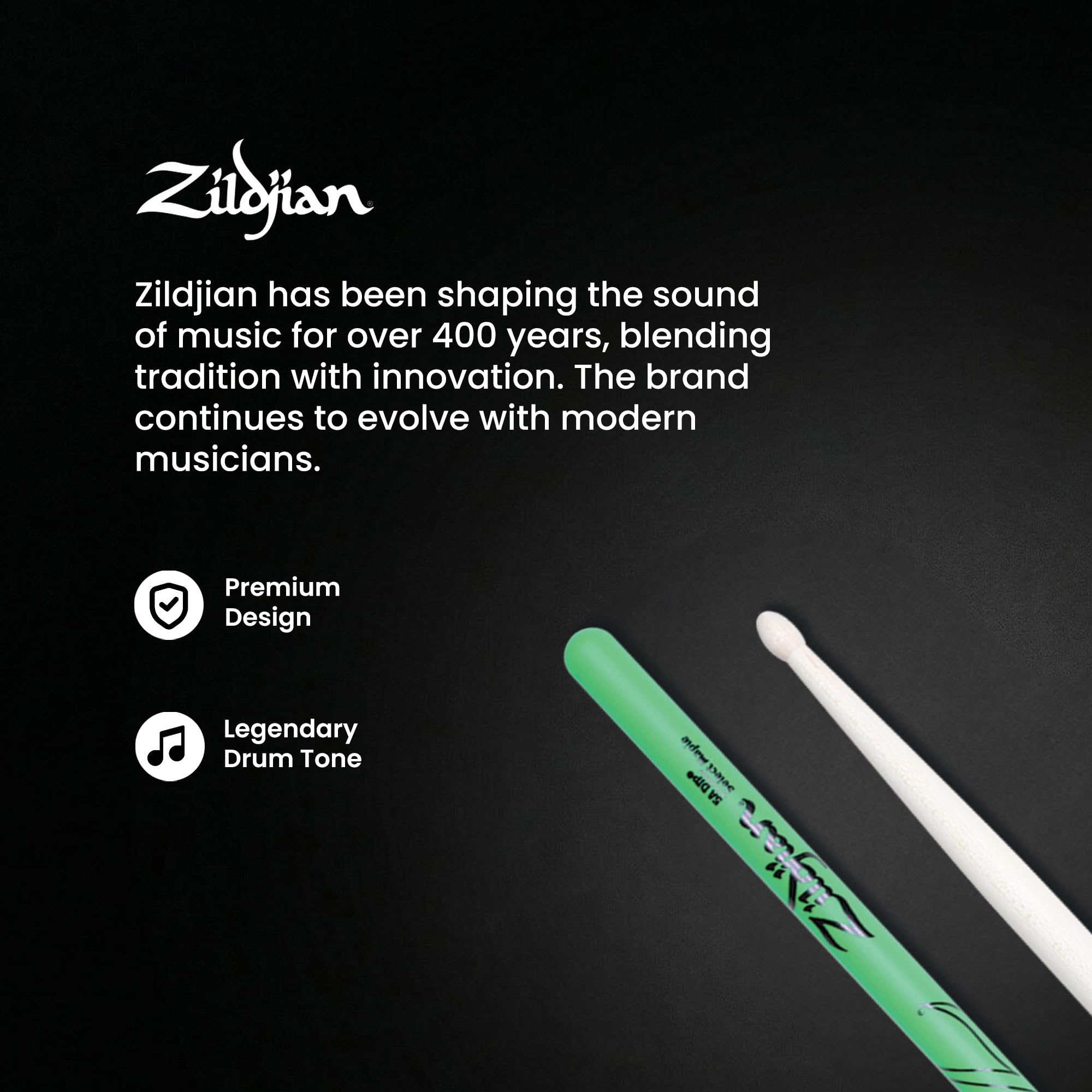Zildjian 5A Maple Green DIP Drumsticks - 12-Pack Bundle with Austin Bazaar Polishing Cloth